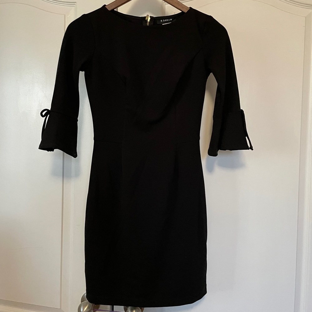 B Darlin Black Sheath Dress with Bell Sleeves